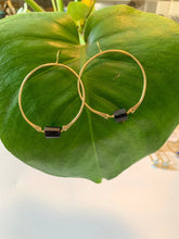 Load image into Gallery viewer, Hammered Tourmaline Hoop Earrings