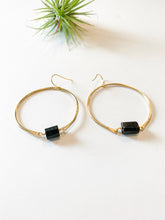 Load image into Gallery viewer, Hammered Tourmaline Hoop Earrings