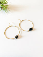 Load image into Gallery viewer, Hammered Tourmaline Hoop Earrings