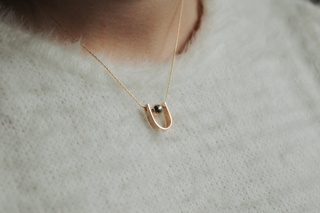 Arc and Sphere Mixed Metal Necklace