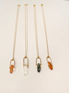 Mini Gold Hammered Crystal Necklace