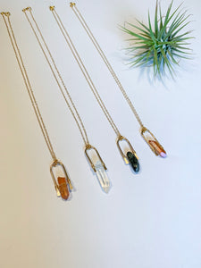 Mini Gold Hammered Crystal Necklace