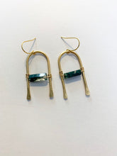 Load image into Gallery viewer, Moss Agate Hammered Earrings
