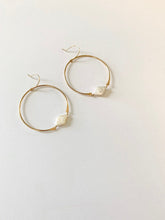 Load image into Gallery viewer, Freshwater Pearl Gold Hoops
