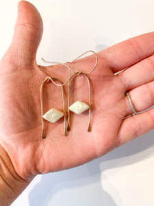 Hammered Freshwater Pearl Arch Earrings