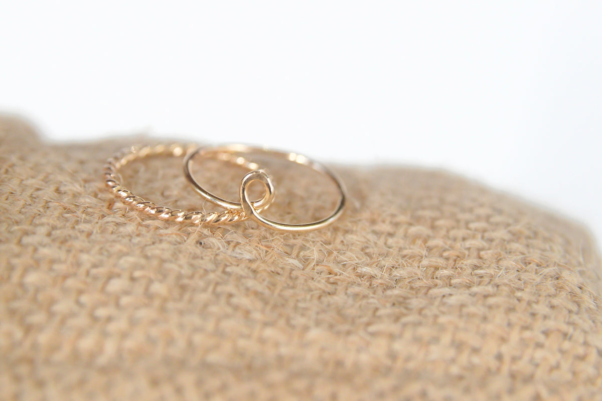 2 Ring Stack Set: Loop and Twist – Into the Pines Jewelry