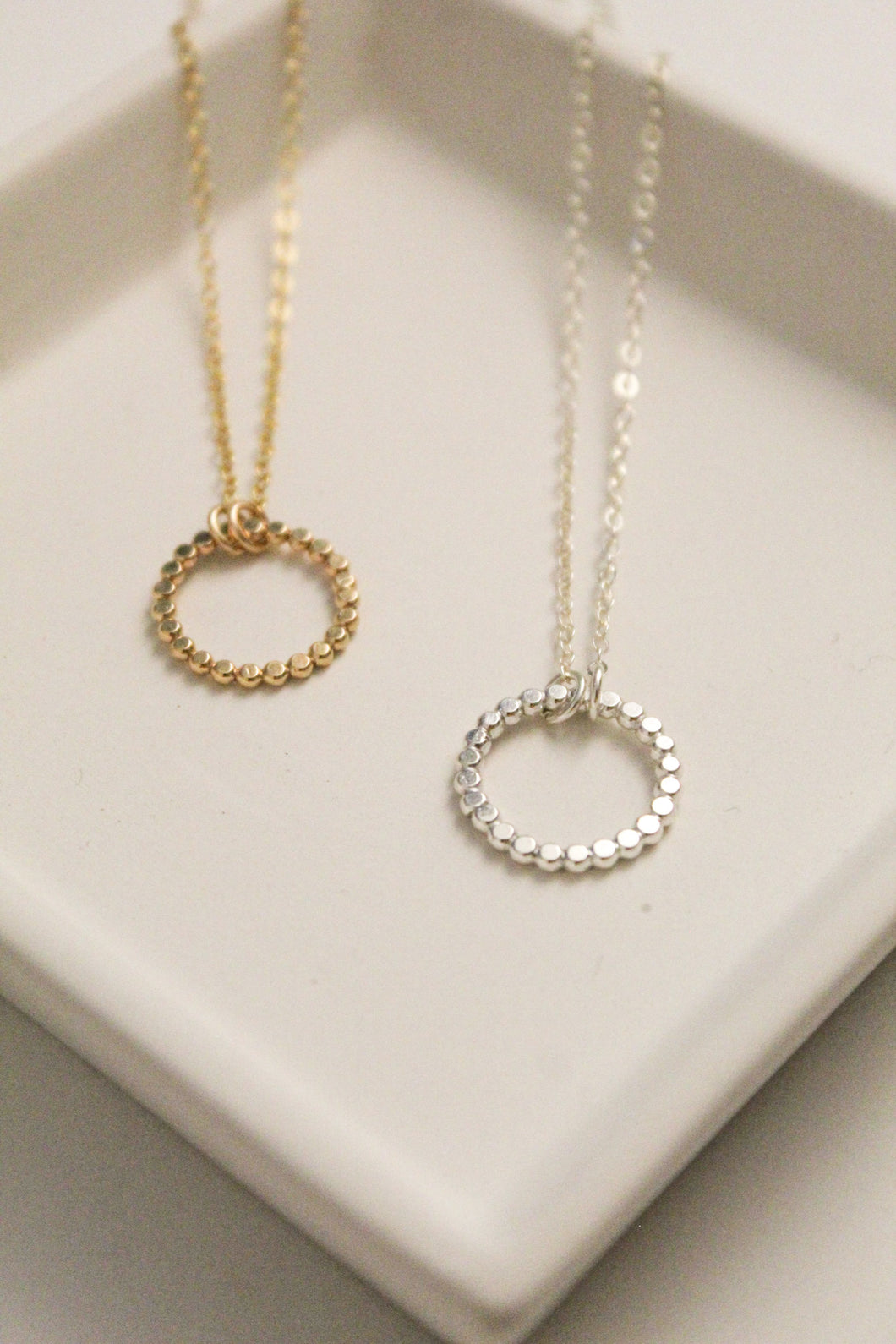 Hammered Dot Circle Necklace